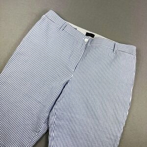 Talbots Perfect Cropped Pant Seersucker Striped Women's Blue White Casual 16